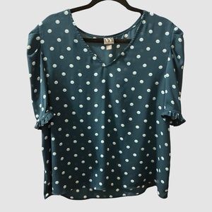 JcPenney Worthington blue green blouse with pattern